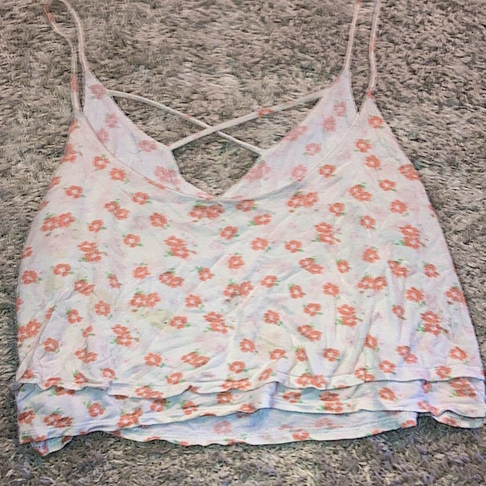 LA Hearts M floral crop tank top